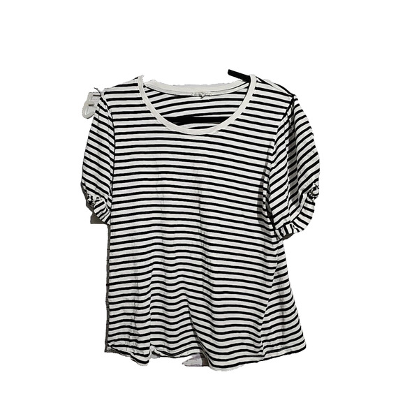 Maurices White Striped Crew Neck Stretch Lantern Sleeve Casual Top Womans 2XL - Picture 1 of 6